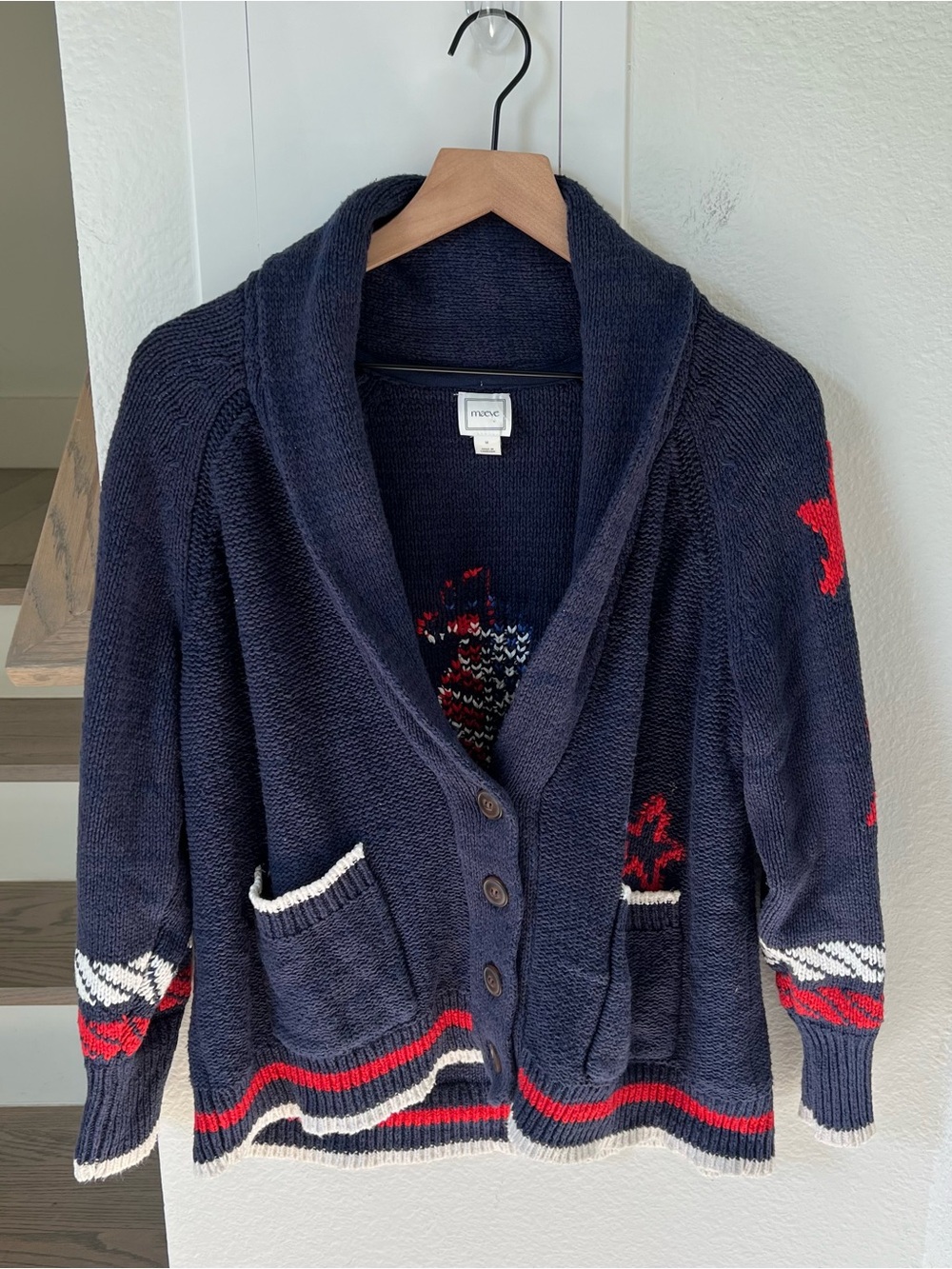 Anthropologie Maeve Sailboat Knit Cardigan in Navy Blue - Picture 3 of 6